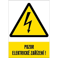 Značka Pozor – Elektrické zařízení!, fólie, 52 × 74 mm